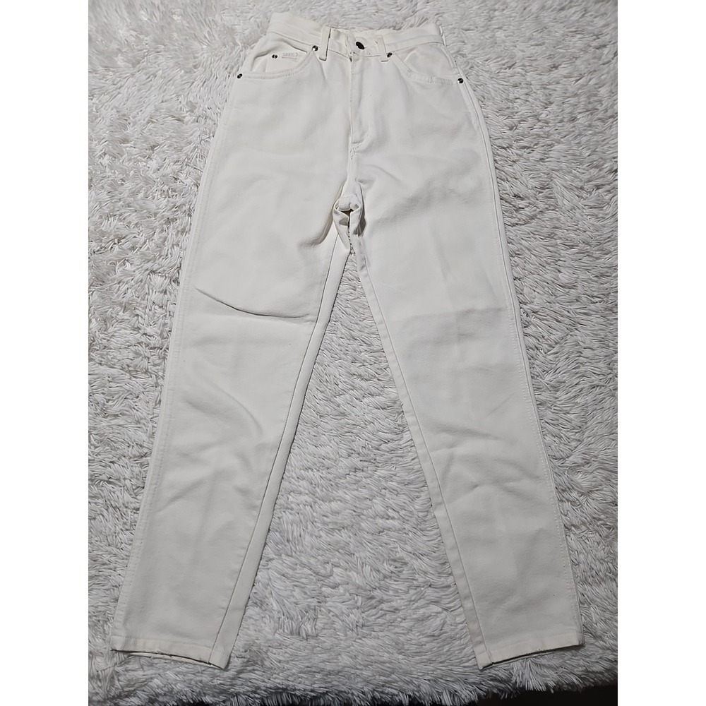 Vintage Lee Riders Jeans Women's Pepper Stretch White Tapered‎ Leg USA Denim 24"
